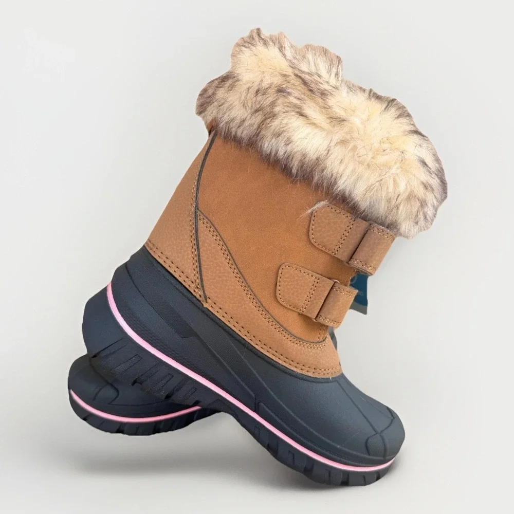Stride Rite 360 Betty Winter Snow Boot Unisex-Child Size 3 Brown Black Calf High